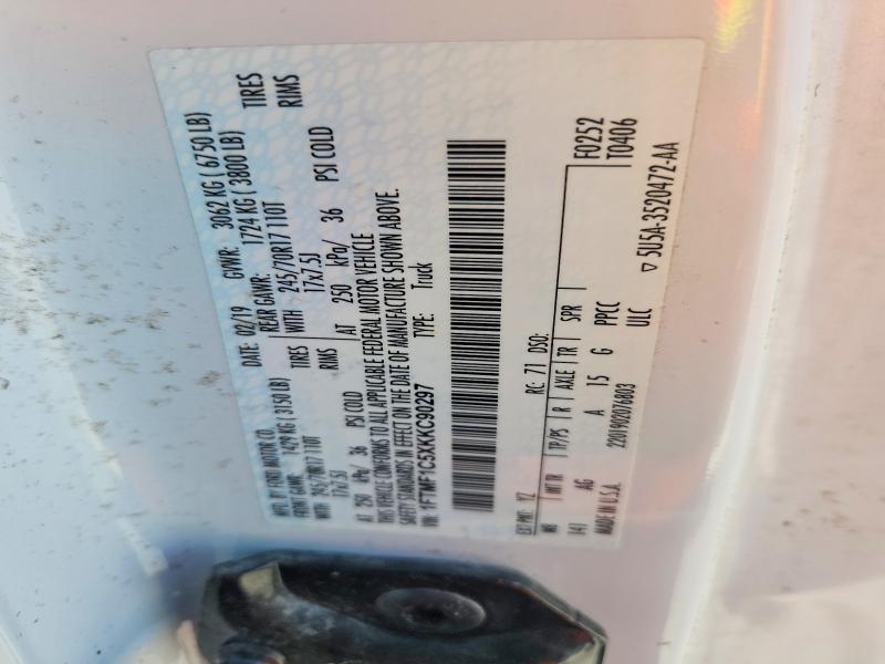 46586886 :رقم المزاد ، 1FTMF1C5XKKC90297 vin ، 2019 Ford F150 مزاد بيع