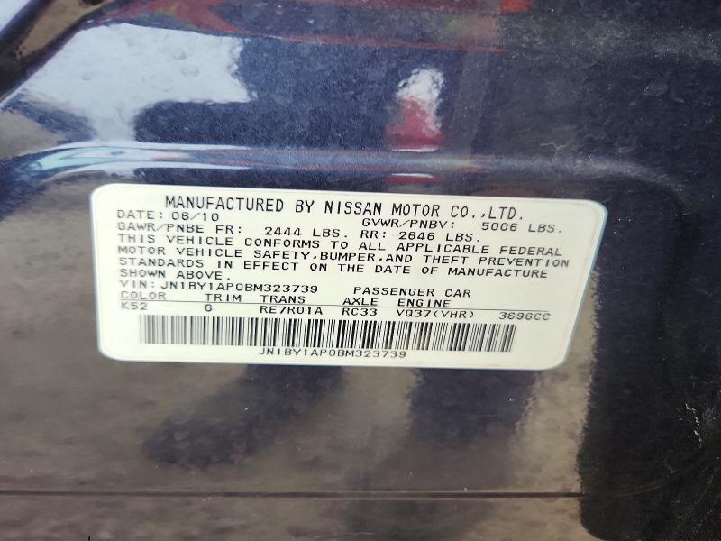 Aukcja sprzedaży 2011 Infiniti M37, vin: JN1BY1AP0BM323739, numer aukcji: 79632665