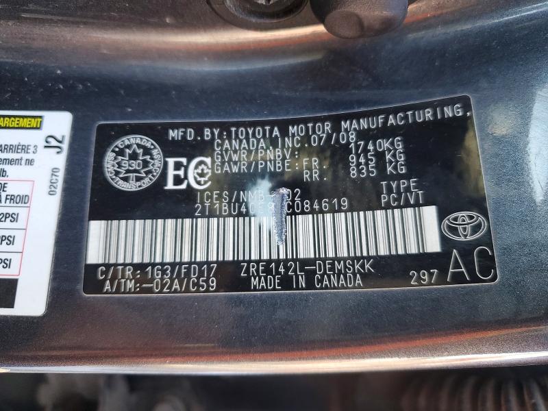 Aukcja sprzedaży 2009 Toyota Corolla, vin: 2T1BU40E89C084619, numer aukcji: 48435866
