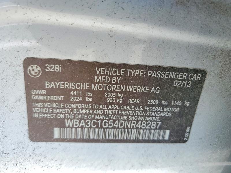 2013 Bmw 328 მანქანა იყიდება აუქციონზე, vin: WBA3C1G54DNR48287, აუქციონის ნომერი: 46550446