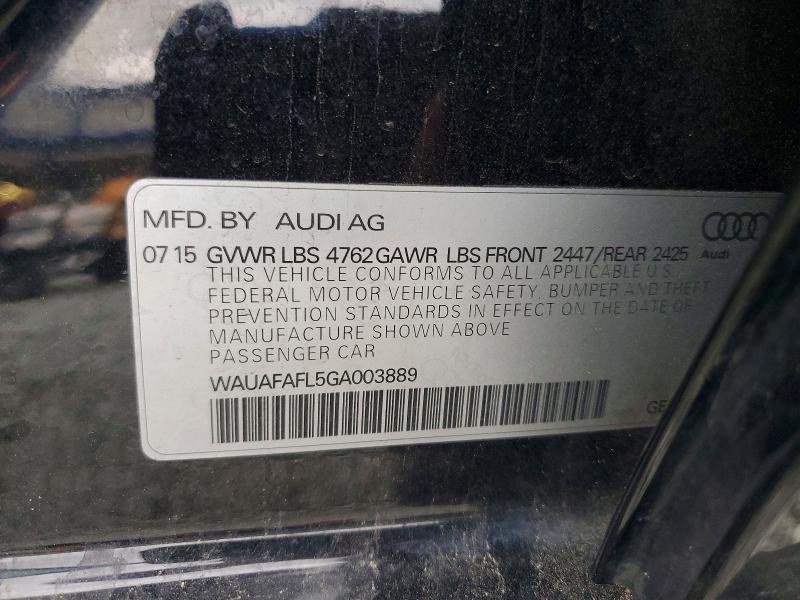 Продаж на аукціоні авто 2016 Audi A4, vin: WAUAFAFL5GA003889, номер лоту: 45936576