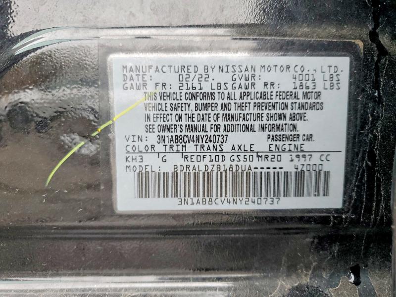 Auction sale of the 2022 Nissan Sentra, vin: 3N1AB8CV4NY240737, lot number: 47227666