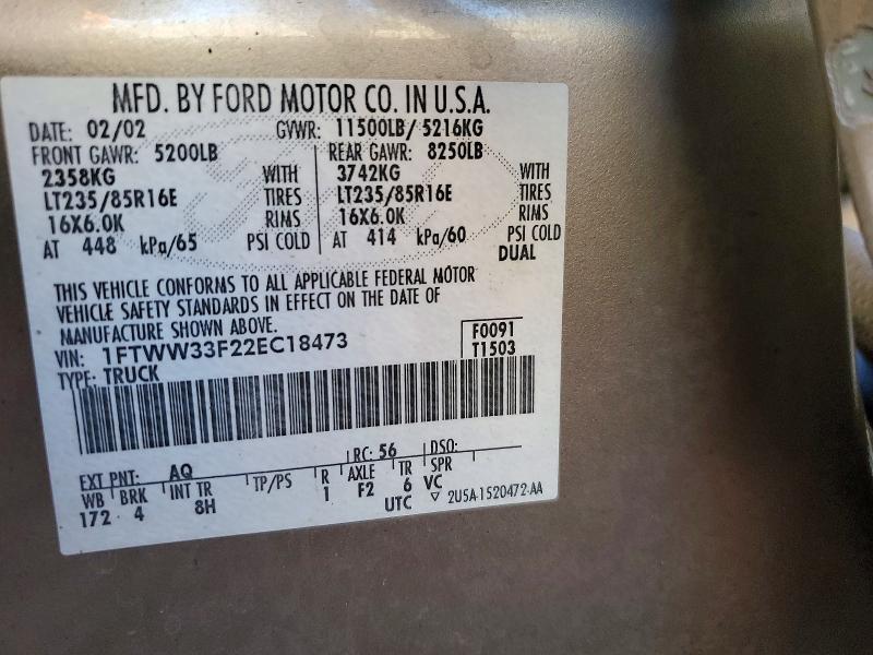 Aukcja sprzedaży 2002 Ford F350, vin: 1FTWW33F22EC18473, numer aukcji: 47122516
