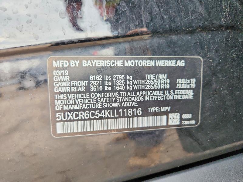 47819616 :رقم المزاد ، 5UXCR6C54KLL11816 vin ، 2019 Bmw X5 مزاد بيع