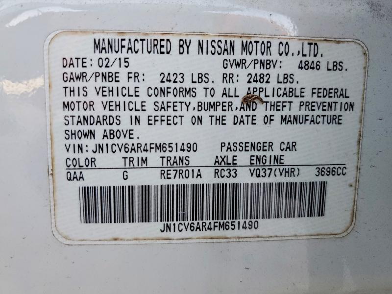 Продаж на аукціоні авто 2015 Infiniti Q40, vin: JN1CV6AR4FM651490, номер лоту: 45619196