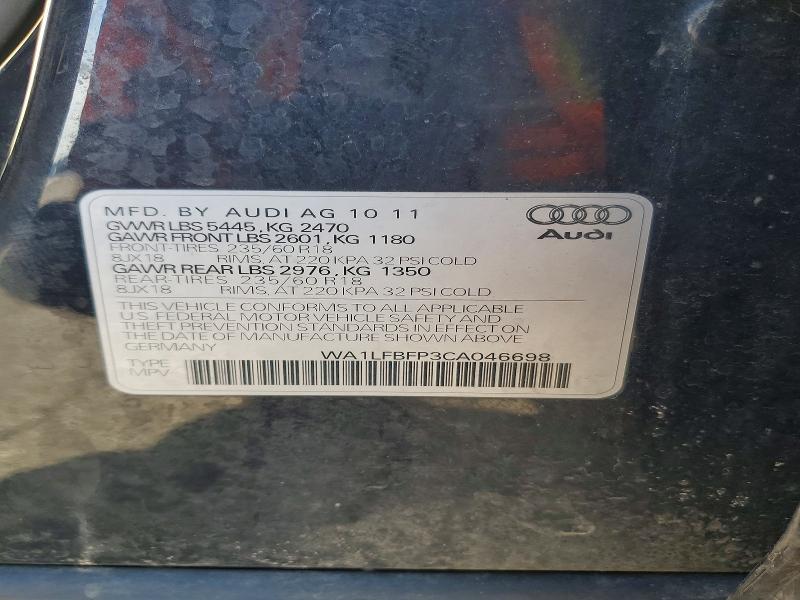 Продажа на аукционе авто 2012 Audi Q5, vin: WA1LFBFP3CA046698, номер лота: 47001226