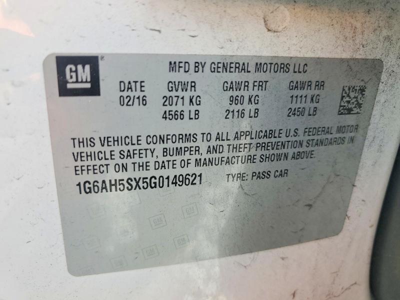 Aukcja sprzedaży 2016 Cadillac Ats, vin: 1G6AH5SX5G0149621, numer aukcji: 41886826