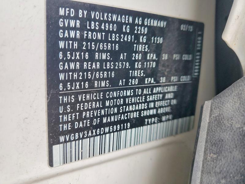 Aukcja sprzedaży 2013 Volkswagen Tiguan, vin: WVGBV3AX6DW599119, numer aukcji: 46851676