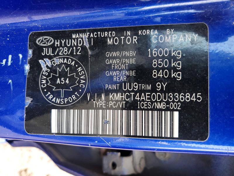 Aukcja sprzedaży 2013 Hyundai Accent, vin: KMHCT4AE0DU336845, numer aukcji: 78162855