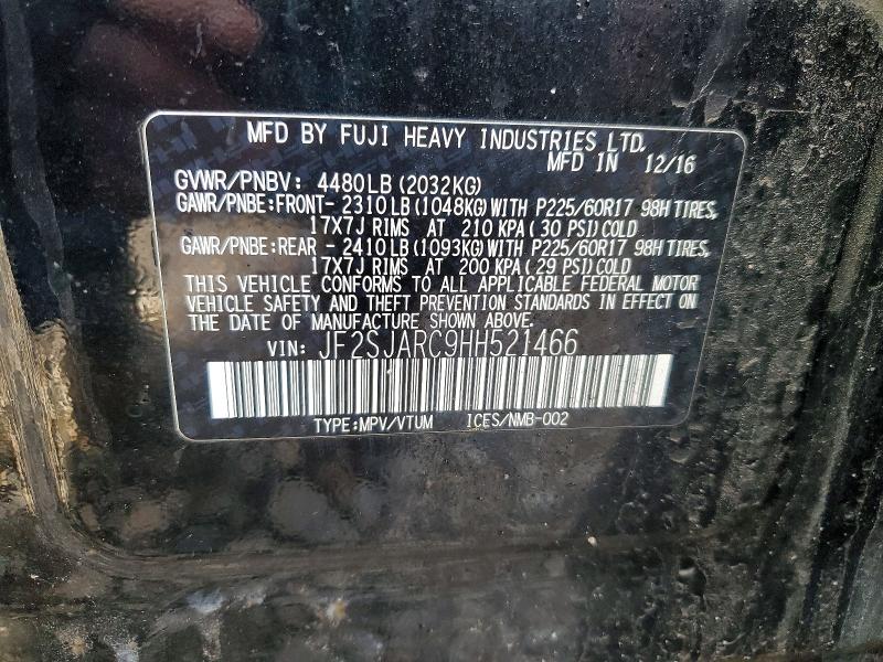 Aukcja sprzedaży 2017 Subaru Forester, vin: JF2SJARC9HH521466, numer aukcji: 47693516