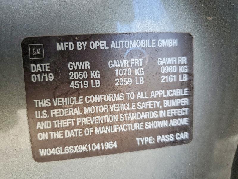 Продаж на аукціоні авто 2019 Buick Regal, vin: W04GL6SX9K1041964, номер лоту: 77555735