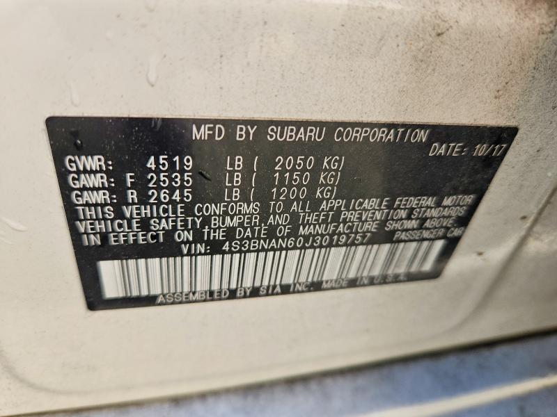 2018 Subaru Legacy მანქანა იყიდება აუქციონზე, vin: 4S3BNAN60J3019757, აუქციონის ნომერი: 47698076