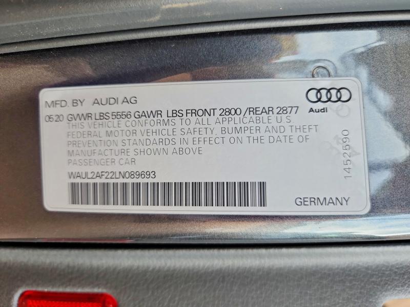 Продажа на аукционе авто 2020 Audi A6, vin: WAUL2AF22LN089693, номер лота: 79918475