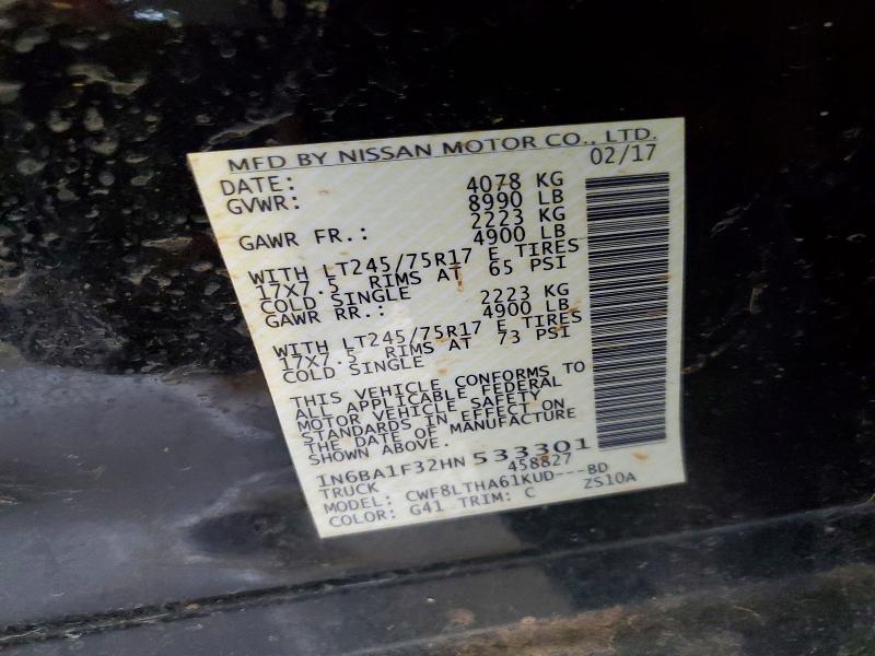 47926586 :رقم المزاد ، 1N6BA1F32HN533301 vin ، 2017 Nissan Titan Xd مزاد بيع