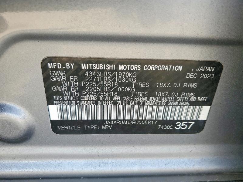 Aukcja sprzedaży 2024 Mitsubishi Outlander Sport, vin: JA4ARUAU2RU005817, numer aukcji: 45845626