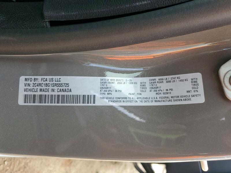 2025 Chrysler Pacifica მანქანა იყიდება აუქციონზე, vin: 2C4RC1BG1SR555725, აუქციონის ნომერი: 46655856