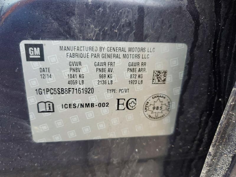 Продаж на аукціоні авто 2015 Chevrolet Cruze, vin: 1G1PC5SB8F7161920, номер лоту: 79608045