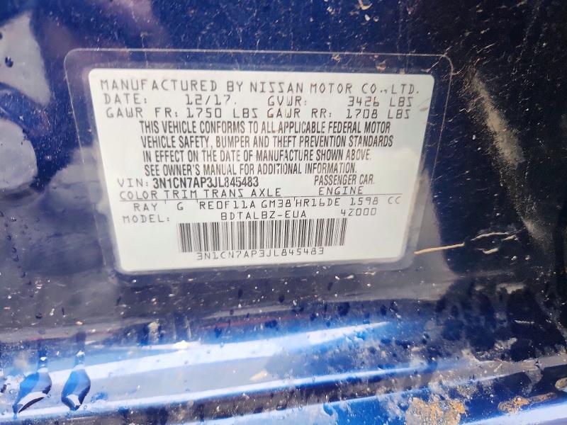 Aukcja sprzedaży 2018 Nissan Versa, vin: 3N1CN7AP3JL845483, numer aukcji: 45742066