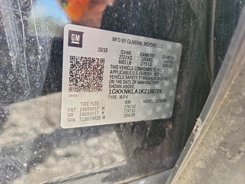 48133366 :رقم المزاد ، 1GKKNKLA1KZ156724 vin ، 2019 Gmc Acadia مزاد بيع