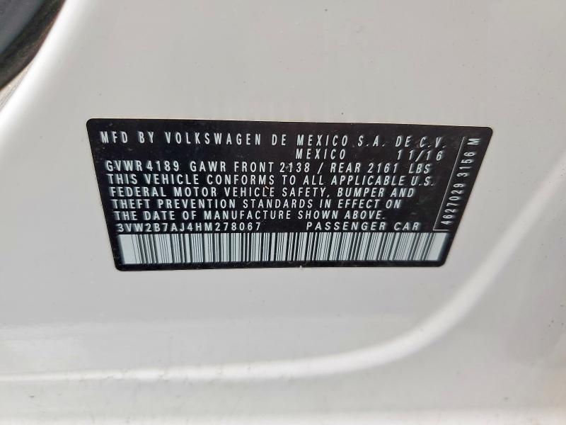 Aukcja sprzedaży 2017 Volkswagen Jetta, vin: 3VW2B7AJ4HM278067, numer aukcji: 46842766