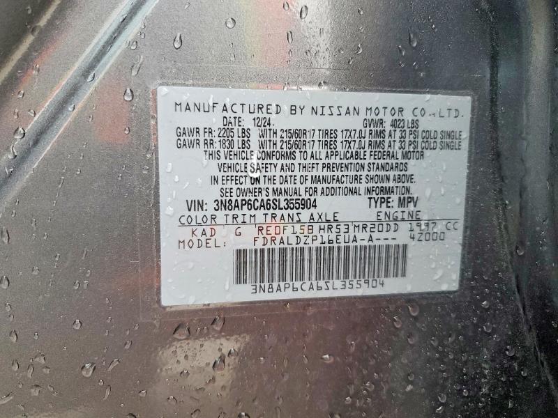Aukcja sprzedaży 2025 Nissan Kicks, vin: 3N8AP6CA6SL355904, numer aukcji: 47039406