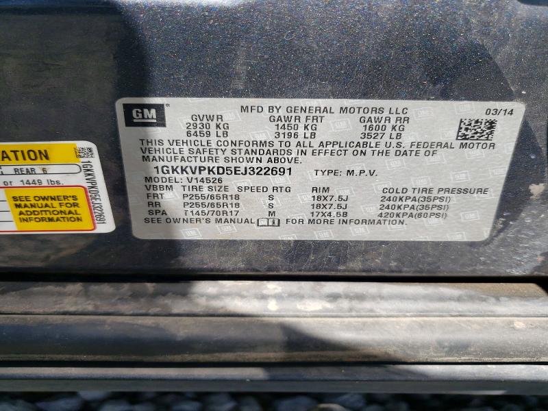 Aukcja sprzedaży 2014 Gmc Acadia, vin: 1GKKVPKD5EJ322691, numer aukcji: 47820496