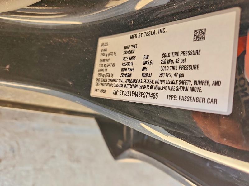 Aukcja sprzedaży 2025 Tesla Model 3, vin: 5YJ3E1EA4SF971495, numer aukcji: 78557285