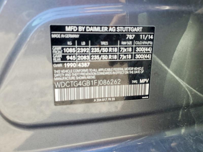 Aukcja sprzedaży 2015 Mercedes-benz Gla, vin: WDCTG4GB1FJ086262, numer aukcji: 78797875