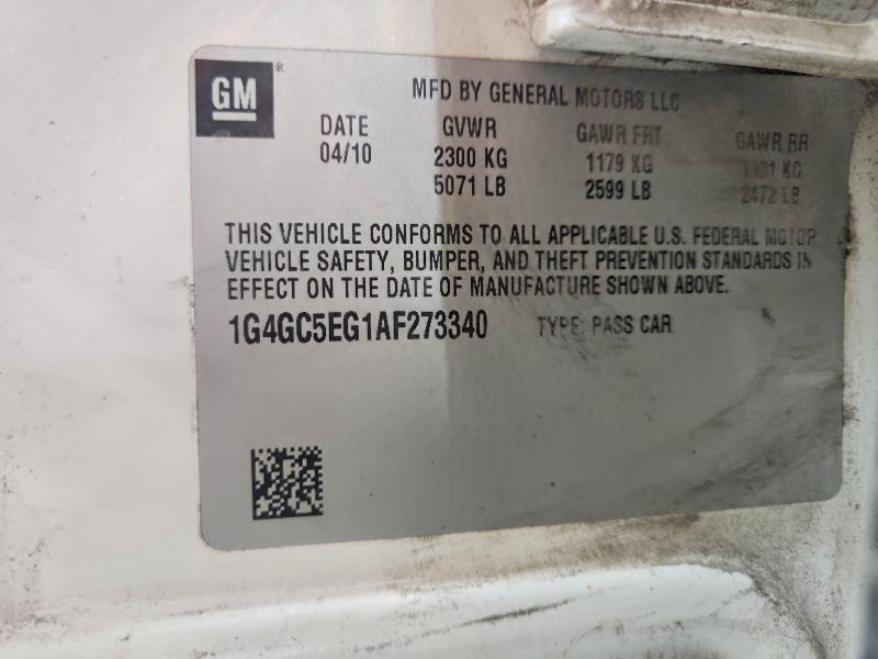 2010 Buick Lacrosse მანქანა იყიდება აუქციონზე, vin: 1G4GC5EG1AF273340, აუქციონის ნომერი: 48000776