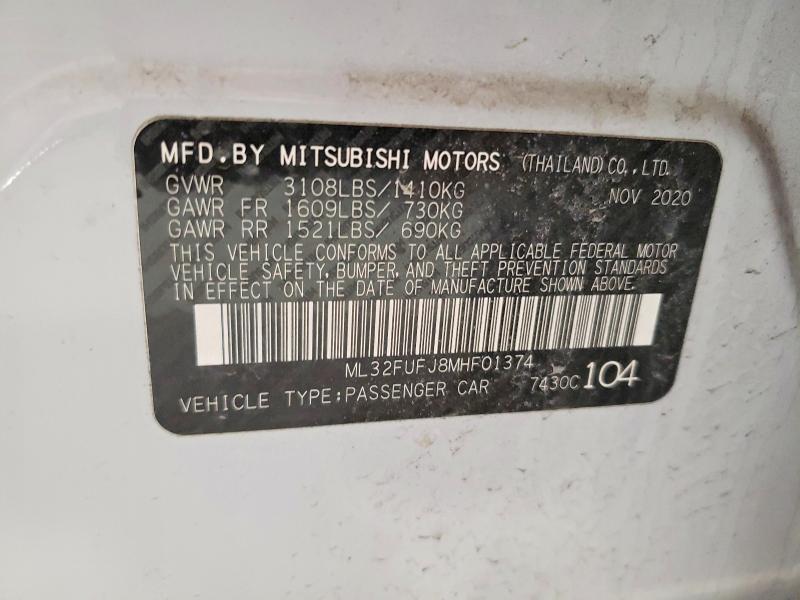 Aukcja sprzedaży 2021 Mitsubishi Mirage, vin: ML32FUFJ8MHF01374, numer aukcji: 46029996