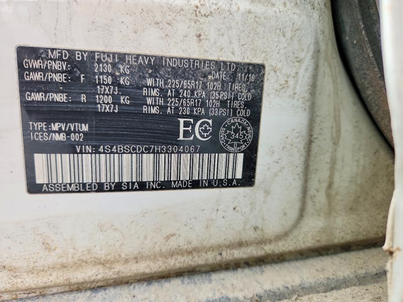 79986125 :رقم المزاد ، 4S4BSCDC7H3304067 vin ، 2017 Subaru Outback مزاد بيع