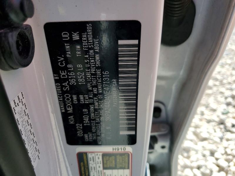 Aukcja sprzedaży 2022 Kia Rio, vin: 3KPA24AD4NE471316, numer aukcji: 46672606