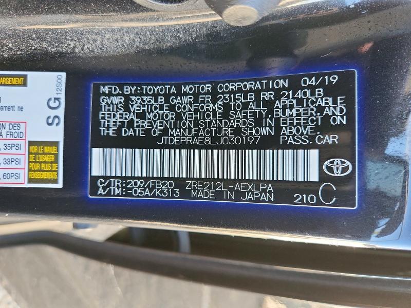 Aukcja sprzedaży 2020 Toyota Corolla, vin: JTDEPRAE8LJ030197, numer aukcji: 45858236