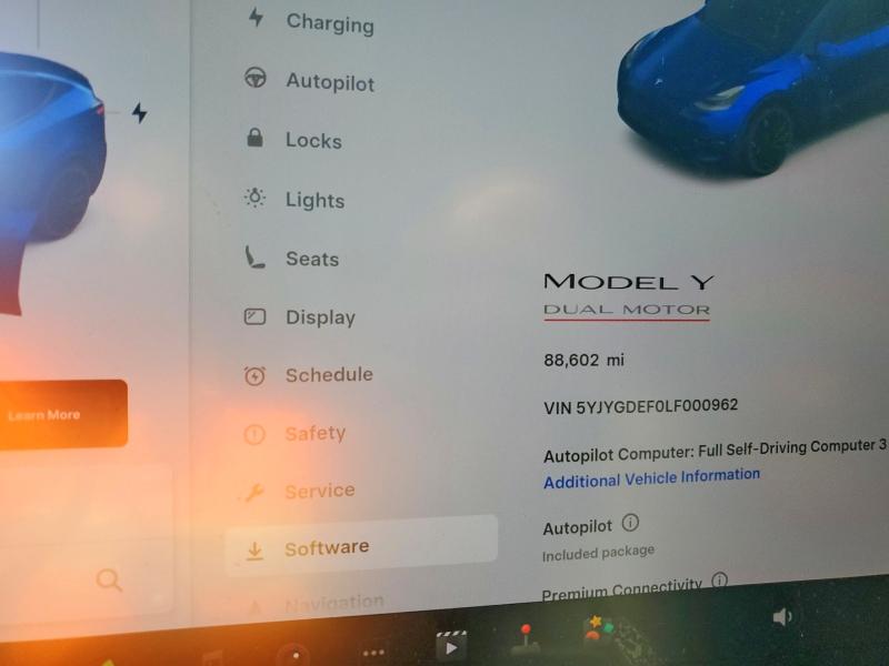 2020 Tesla Model Y მანქანა იყიდება აუქციონზე, vin: 5YJYGDEF0LF000962, აუქციონის ნომერი: 78445255