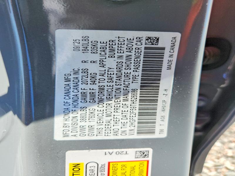 Продажа на аукционе авто 2026 Honda Civic, vin: 2HGFE2F59TH526686, номер лота: 46631436