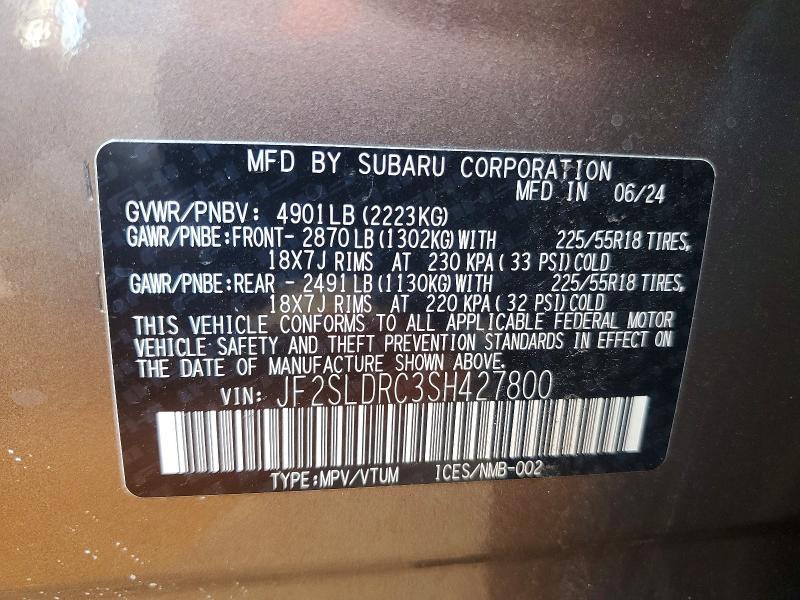 Продажа на аукционе авто 2025 Subaru Forester, vin: JF2SLDRC3SH427800, номер лота: 45612916