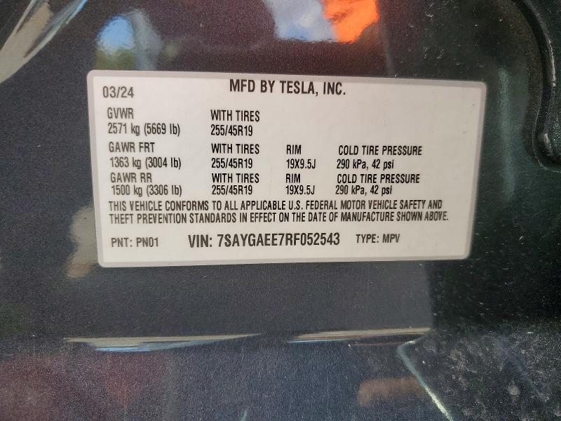 Aukcja sprzedaży 2024 Tesla Model Y, vin: 7SAYGAEE7RF052543, numer aukcji: 47521526