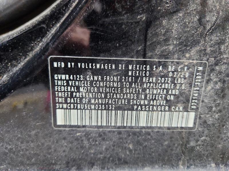 2020 Volkswagen Jetta მანქანა იყიდება აუქციონზე, vin: 3VWCB7BU5LM035132, აუქციონის ნომერი: 46713986