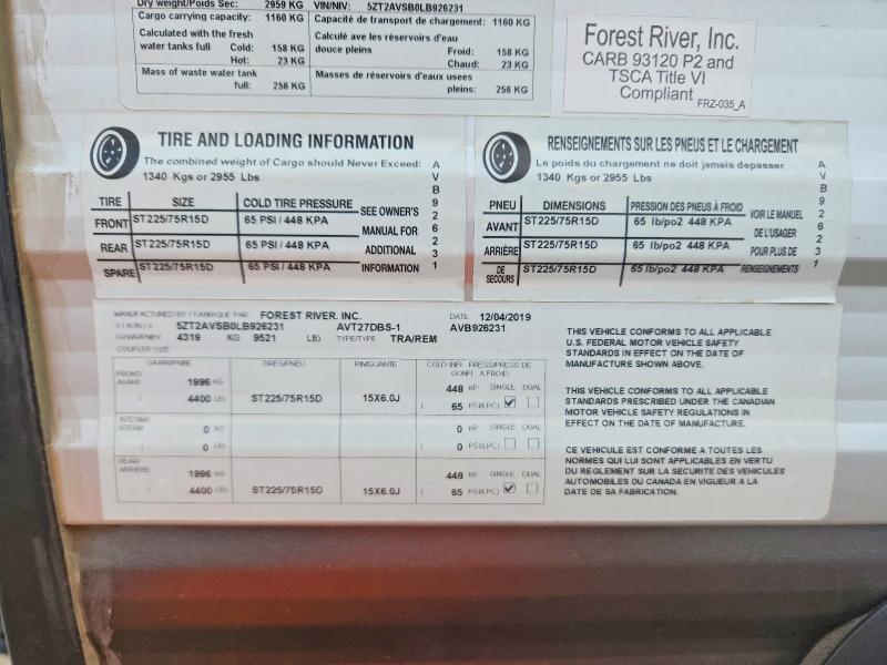 Продаж на аукціоні авто 2020 Foresriver Avenger, vin: 5ZT2AVSB0LB926231, номер лоту: 47448386