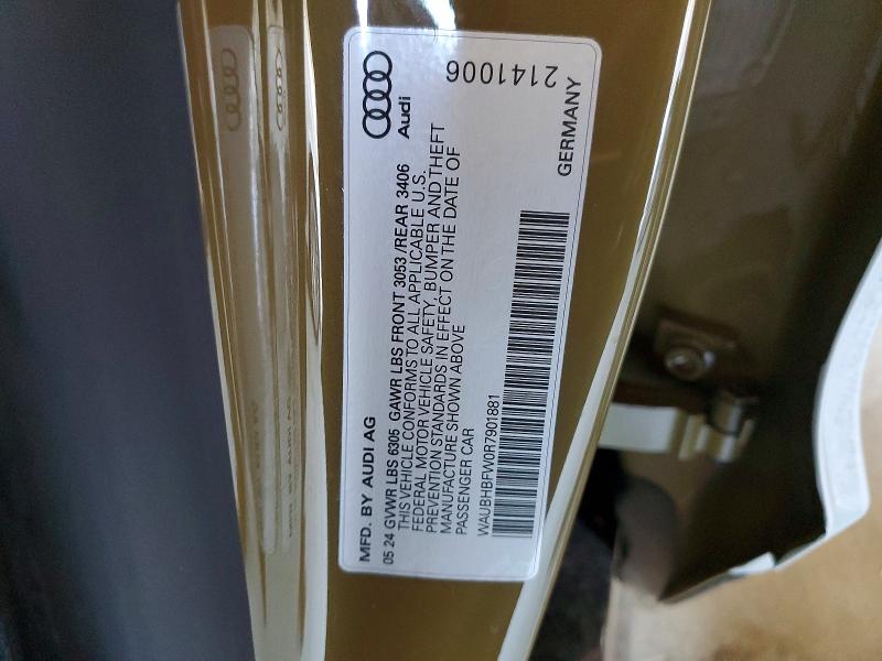 2024 Audi Rs E-tron Gt მანქანა იყიდება აუქციონზე, vin: WAUBHBFW0R7901881, აუქციონის ნომერი: 41752326