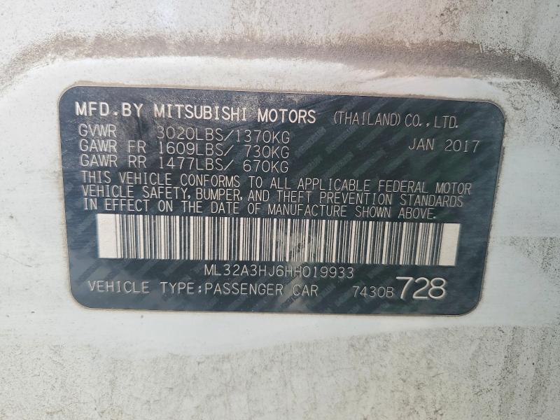 Продаж на аукціоні авто 2017 Mitsubishi Mirage, vin: ML32A3HJ6HH019933, номер лоту: 46522056