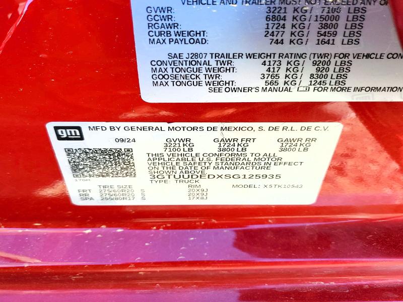 2025 Gmc Sierra მანქანა იყიდება აუქციონზე, vin: 3GTUUDEDXSG125935, აუქციონის ნომერი: 46294656