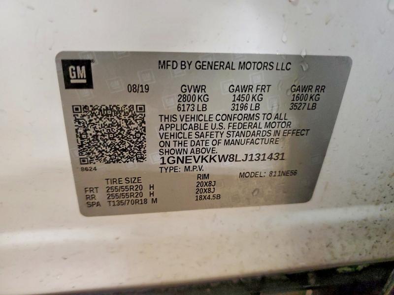 Aukcja sprzedaży 2020 Chevrolet Traverse, vin: 1GNEVKKW8LJ131431, numer aukcji: 47072066
