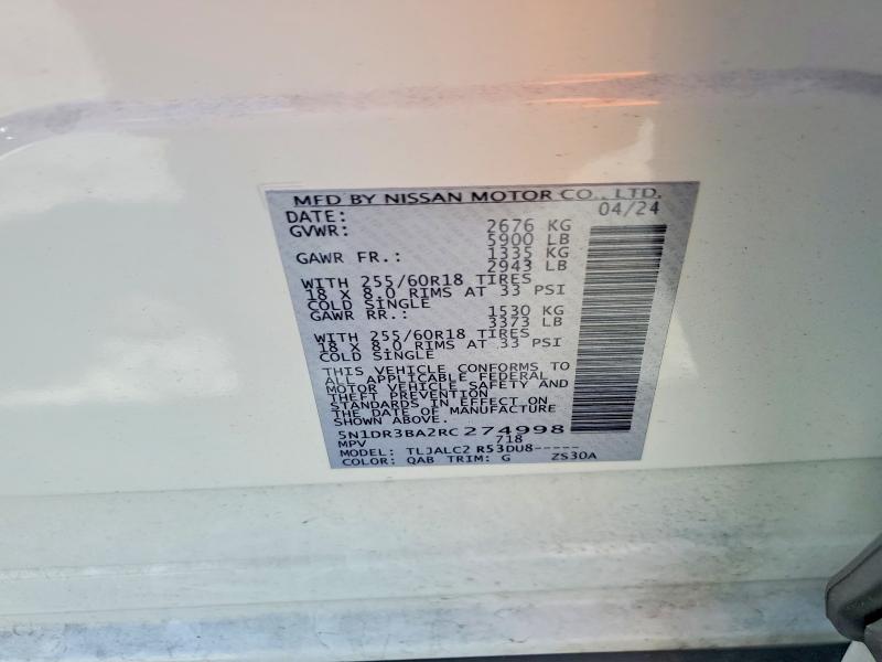 Продажа на аукционе авто 2024 Nissan Pathfinder, vin: 5N1DR3BA2RC274998, номер лота: 47874276