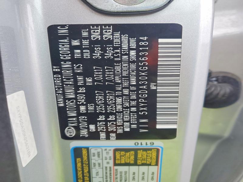 Aukcja sprzedaży 2019 Kia Sorento, vin: 5XYPGDA30KG563184, numer aukcji: 45541306