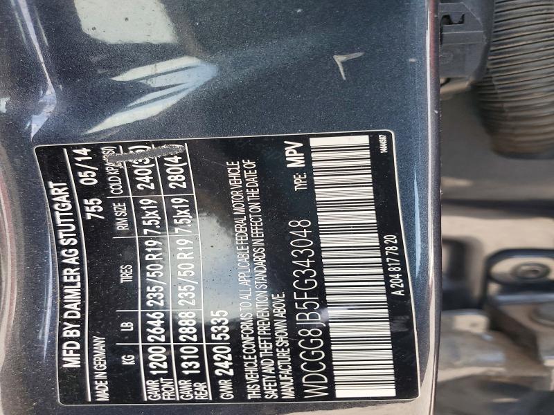 48267186 :رقم المزاد ، WDCGG8JB5FG343048 vin ، 2015 Mercedes-benz Glk مزاد بيع