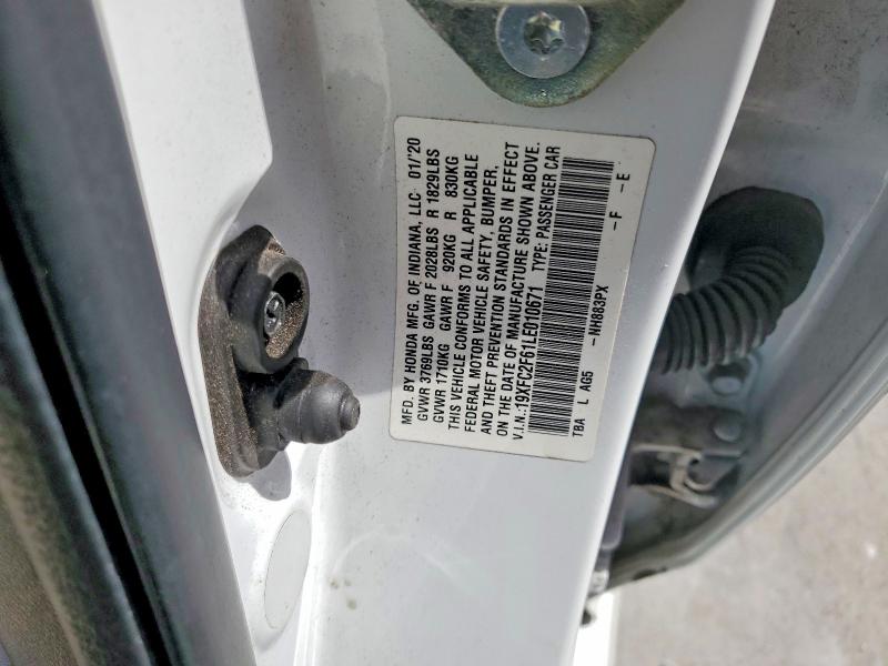 Aukcja sprzedaży 2020 Honda Civic, vin: 19XFC2F61LE010671, numer aukcji: 79480485