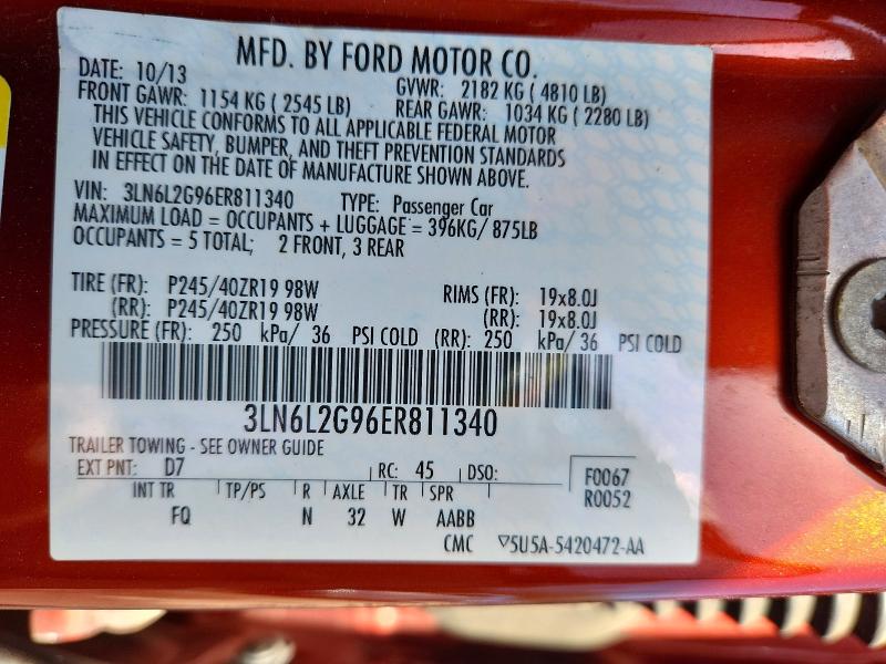 46372736 :رقم المزاد ، 3LN6L2G96ER811340 vin ، 2014 Lincoln Mkz مزاد بيع