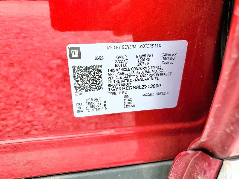 48261936 :رقم المزاد ، 1GYKPCRS8LZ213900 vin ، 2020 Cadillac Xt6 مزاد بيع