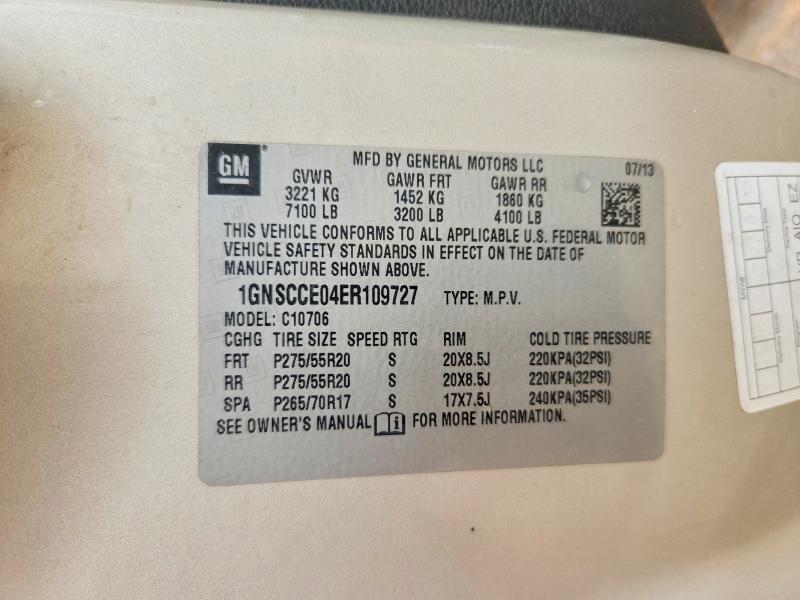 Aukcja sprzedaży 2014 Chevrolet Tahoe, vin: 1GNSCCE04ER109727, numer aukcji: 47528016